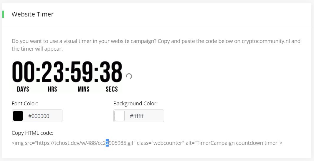 website timer element